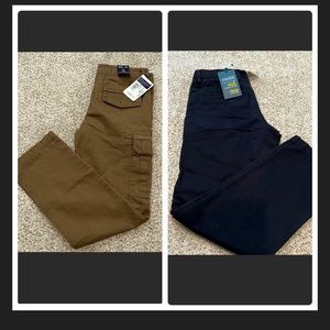 Kids 2 khakhi and black pant side pocket cargo style NWT